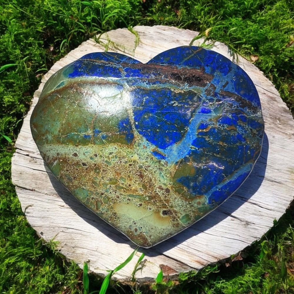 Azurite Heart Carving Meditation Stone IMPERFECT